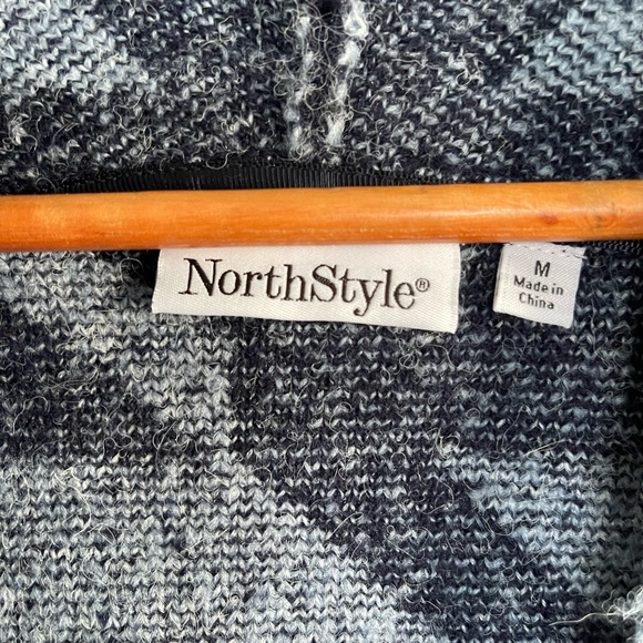 Cardigan Sweater Long Blue North Style Warm Soft Cozy Aztec Duster - Picture 10 of 15